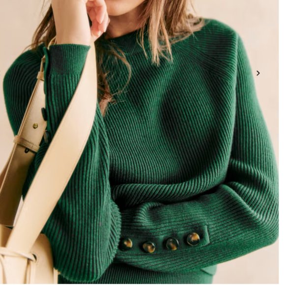 Sezane Sami jumper in bottle green size S - Picture 2 of 10